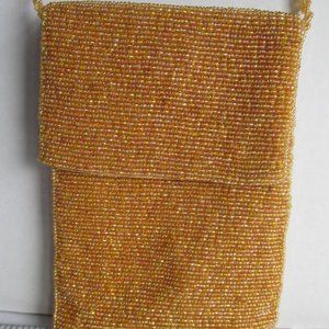Vintage Valerie Stevens Gold Glass Beaded Cross Body Purse